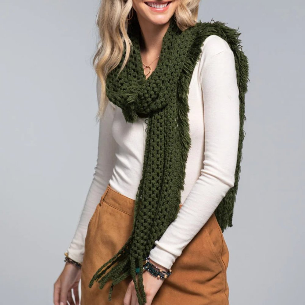 Olive Net Scarf Fringe Tassel